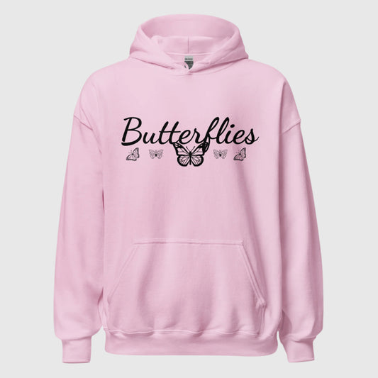 Butterfly pink hoodie women's fashion