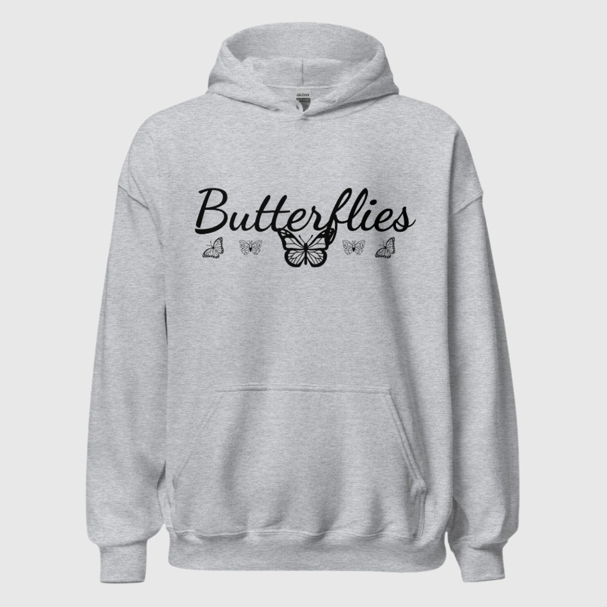 Butterfly sport grey hoodie women's fashion