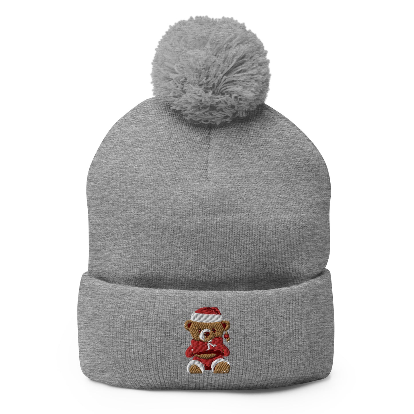 pom pom knit cap heather grey
