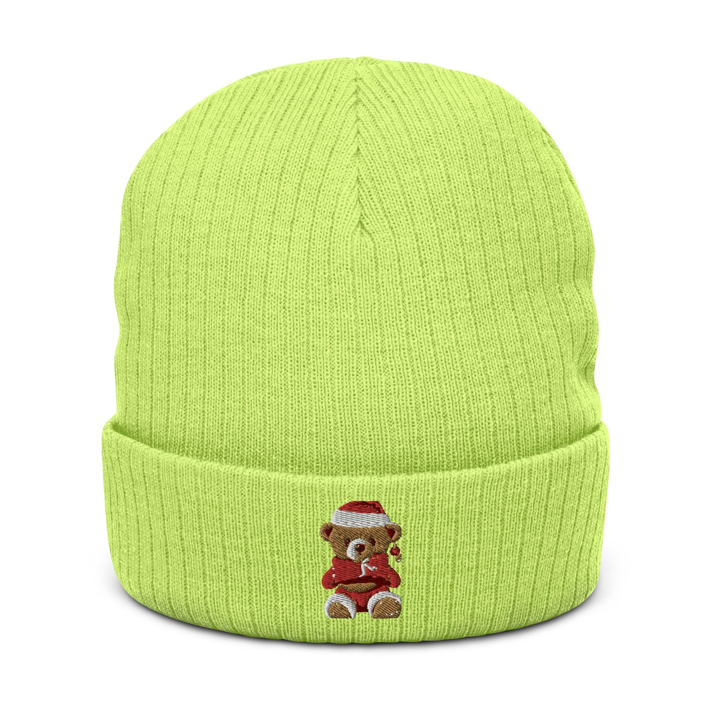 ribbed knit beanie acid green