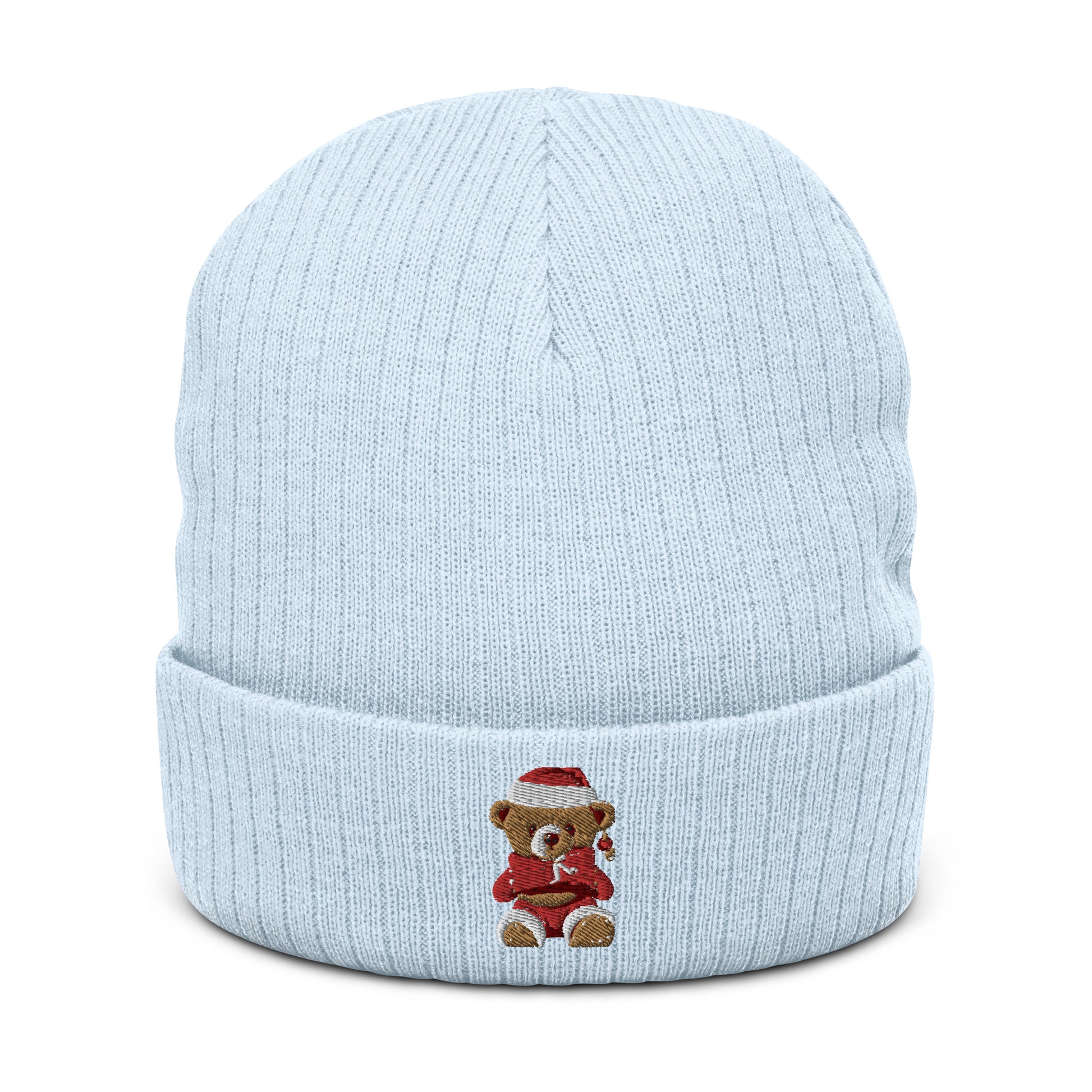 ribbed knit beanie light blue