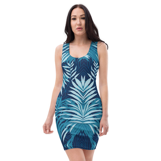 Blue Tropical Bodycon dress