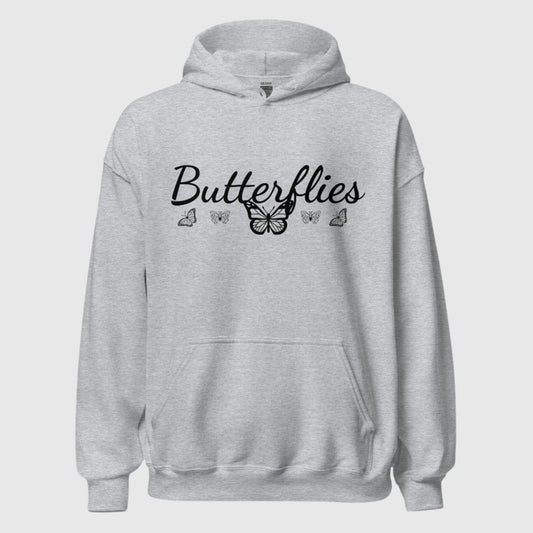 Butterfly sport grey hoodie women's fashion