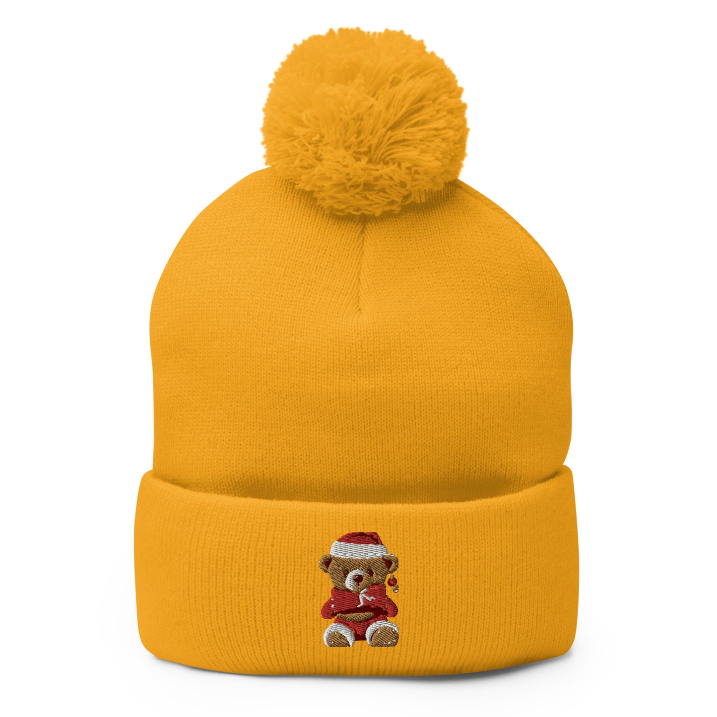 pom pom knit cap gold