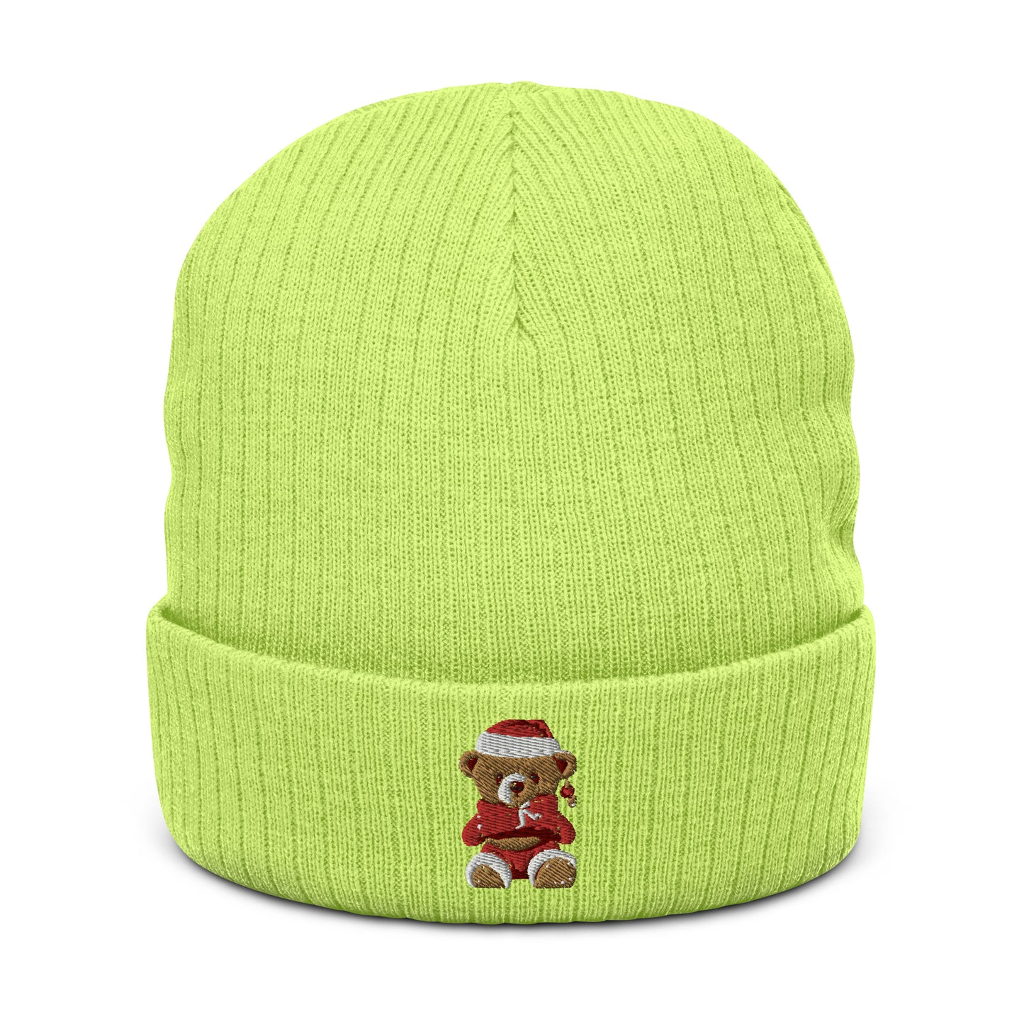 ribbed knit beanie acid green