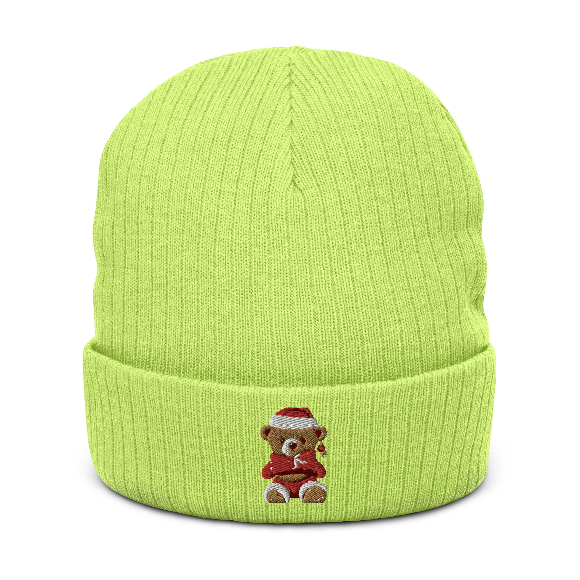 ribbed knit beanie acid green