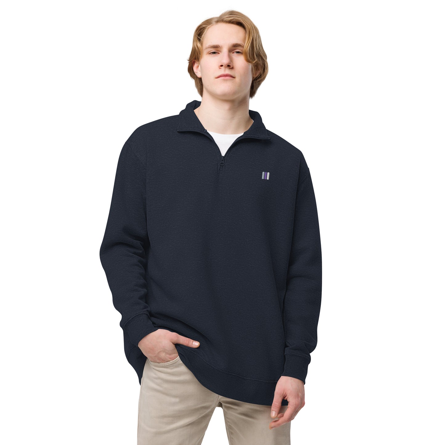 FLEECE PULLOVER NAVY MEN's FASHION